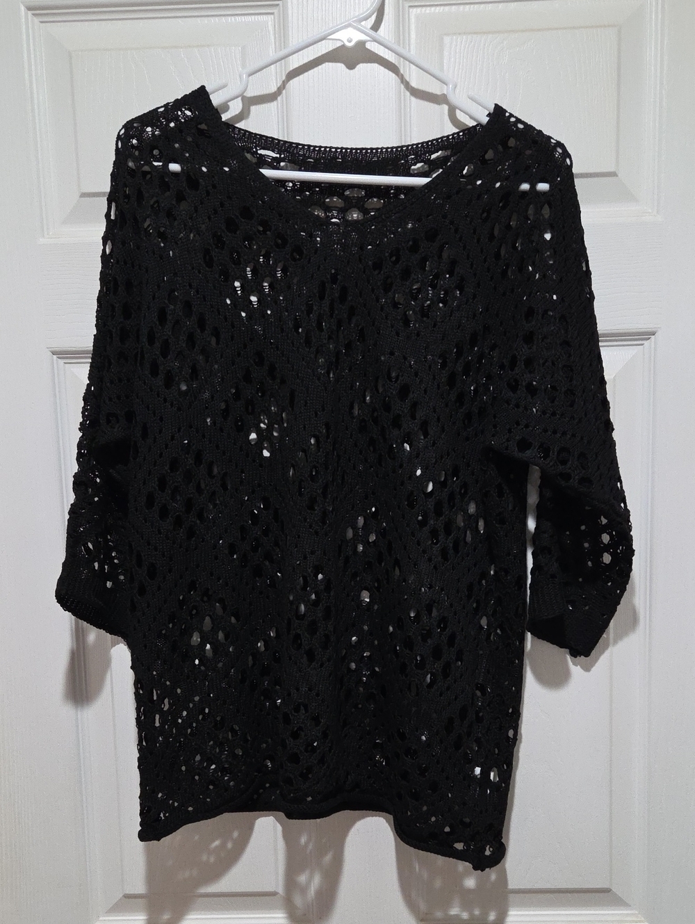 New Black Open-Knit Sweater Top